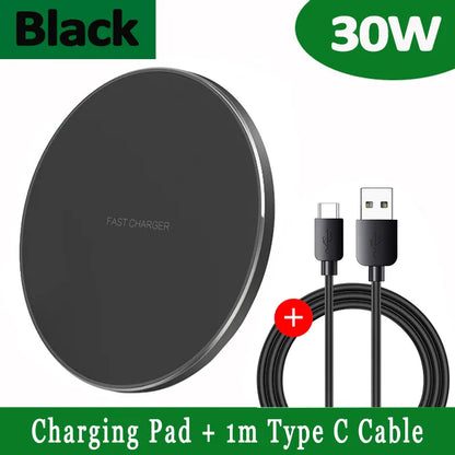 Vivolux | 30W Schnelles kabelloses Ladepad | Premium USB C Ladekabel MagSafe Ladegerät für Apple iPhone, Samsung & Android - Fast Wireless Charging Pad