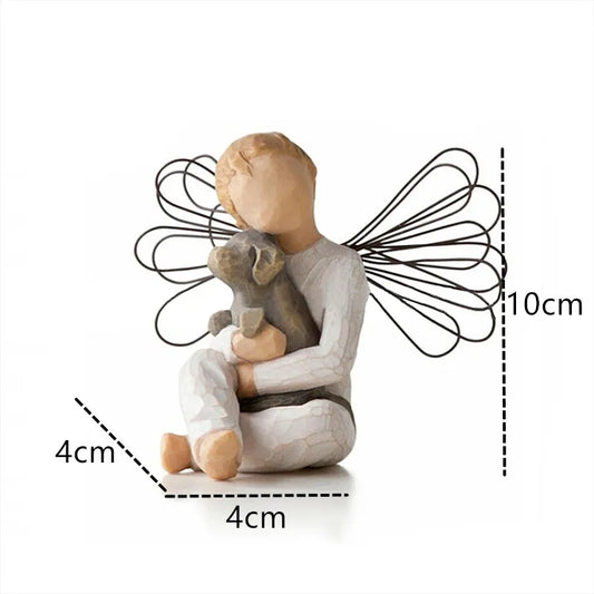 Vivolux | Statuette aus Kunstharz, Menschen, Familienfiguren, Skulptur, Figuren für Heimdekoration, Tischdekoration, Wohnzimmer, Engel, Umarmung, Hund, Vater, Kind