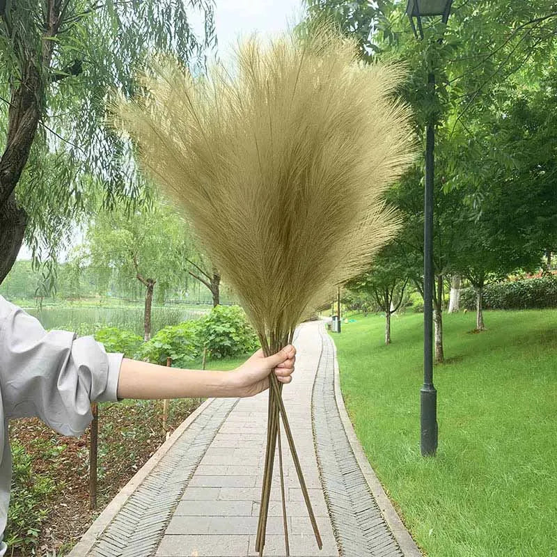Vivolux | 5 Stück 100 cm Künstliches Pampasgras Trockenrohr Blumenstrauß Hochzeitsfeier Dekoration Zuhause Raum DIY Künstliche Pflanzen Dekorationsbedarf