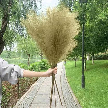 Vivolux | 5 Stück 100 cm Künstliches Pampasgras Trockenrohr Blumenstrauß Hochzeitsfeier Dekoration Zuhause Raum DIY Künstliche Pflanzen Dekorationsbedarf