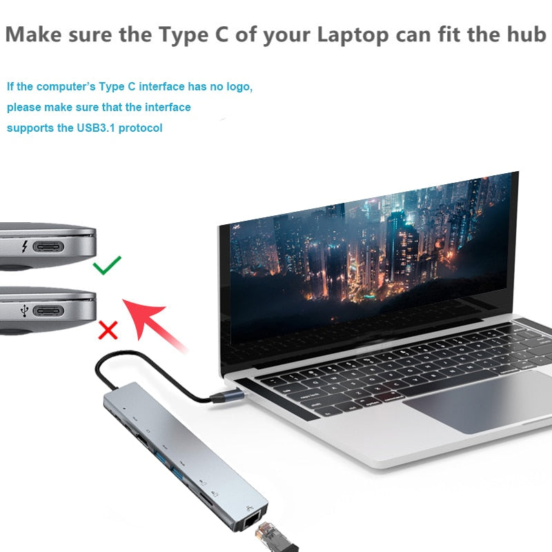 Vivolux | Thunderbolt 3 USB-C Hub mit HDMI, PD, SD/TF für MacBook Air M1 und iPad Pro