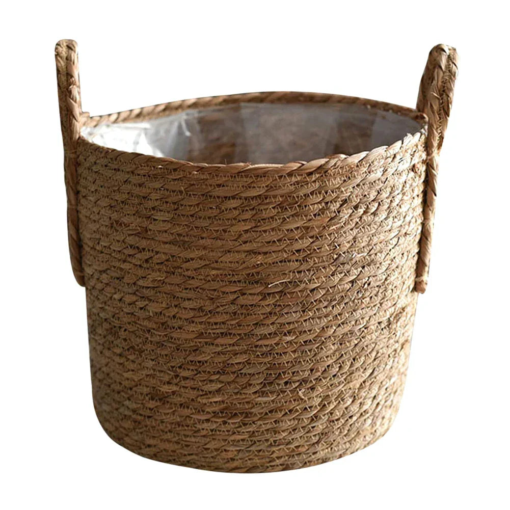 Vivolux | Nordic Extra Large Straw Flower Pot Seaweed Storage Basket Potted Green Plant Flower Basket Hand Woven Floor Indoor Flower Pot