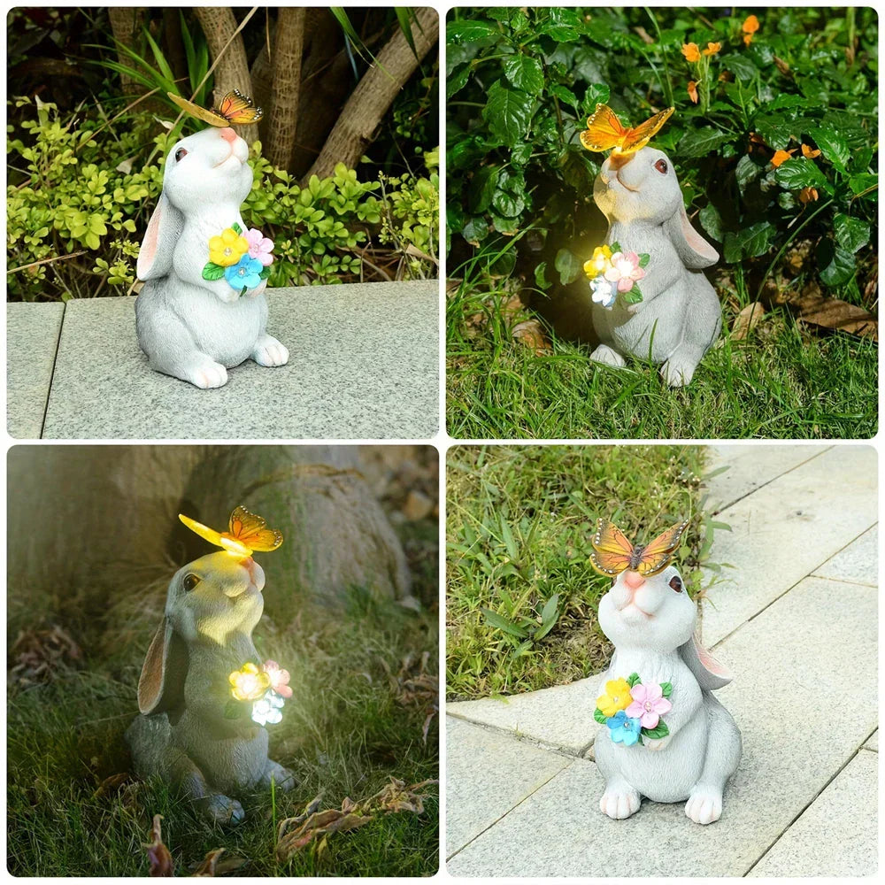 Vivolux | Schmetterling und Blumen Hase Gartenlicht