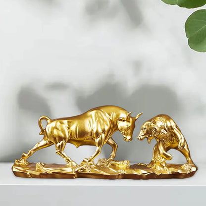 Vivolux | Feng Shui Bär und Stier Statue, Stier Figur, Sammlung Kuh Skulpturen Tier