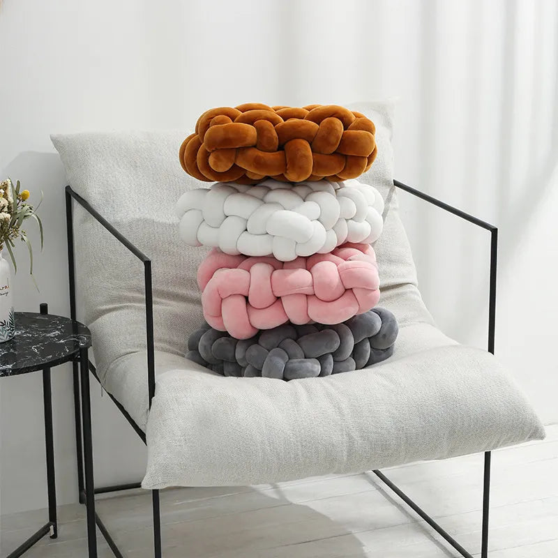 Vivolux | Wohnzimmer Weicher Plüsch Knoten Kissen Sofa Kissen Einfarbig Quadratisch Handgewebtes Zuhause Wurfkissen Quadratisches Gewebtes Sitzkissen Kissen