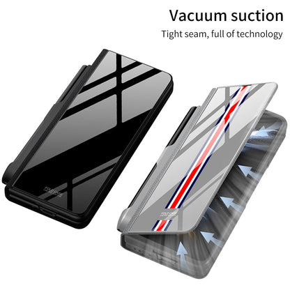 Vivolux | Stoßfeste Rüstungshülle Hülle Glas Abdeckung Ständer Einfügkarte Lederhülle für Samsung Galaxy Z Fold 5/4