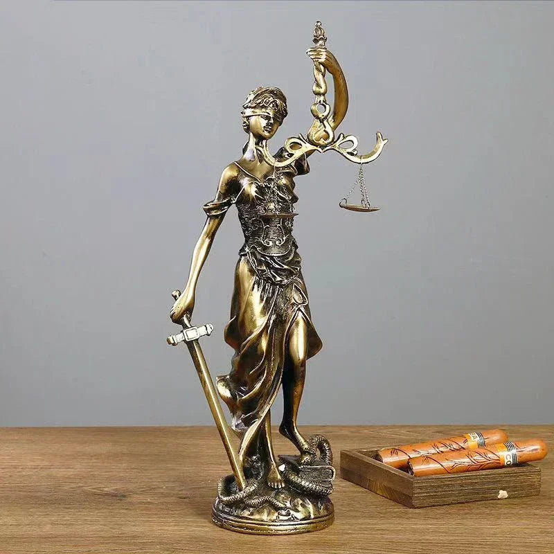 Vivolux | ERMAKOVA Europäische antike Bronze griechische Gerechtigkeit Göttin Statue Fair Angels Harz Skulptur Ornamente Desktop Home Dekoration Geschenk