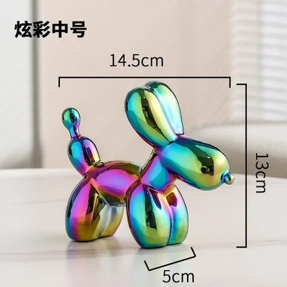 Vivolux | Nordic Keramik Ballon Hund Skulptur Gold Tier Dekorationen Statue Wohnzimmer Ornamente Kreative Desktop Ornament Wohnkultur