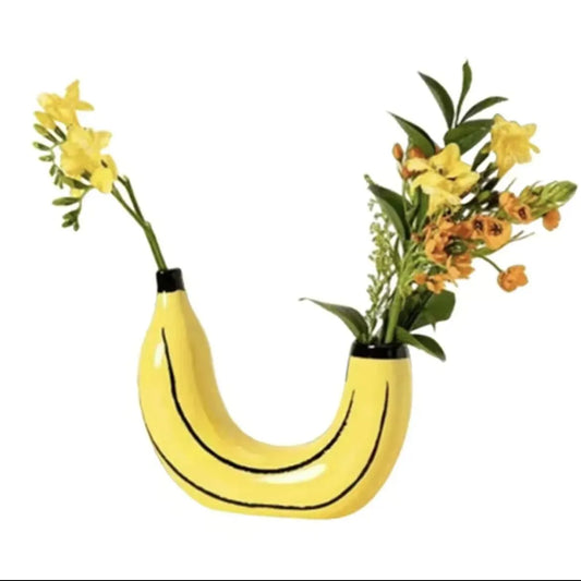 Vivolux | Bananenvase, Blumenvase aus Kunstharz, niedliche Bananenform, dekorative Tischvase für Blumenarrangements, Wohnzimmer, Schlafzimmer, Heimdekoration