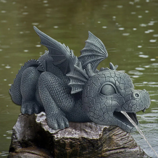 Vivolux | Wasserspeiender Drachenstatue aus Harz Wetterfeste Realistische Wassersprühszenen Harz Gartendekoration