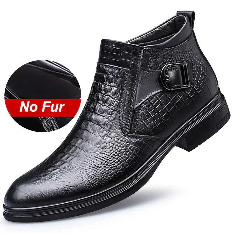 Stilvolle Echtleder Herren Winterstiefel