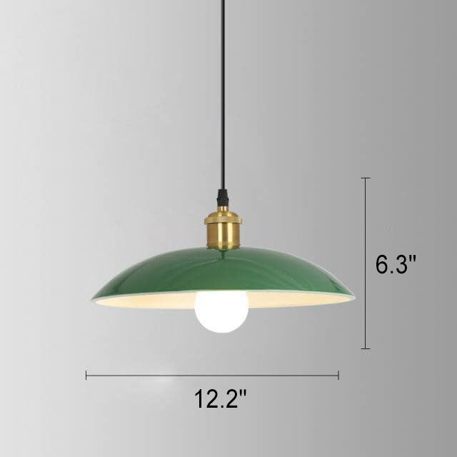 Vivolux | RetroDome Industrielle Vintage Pendelleuchte | Grünes Eisen-Kuppeldesign | Einzellicht | Rustikale Deckenbeleuchtung