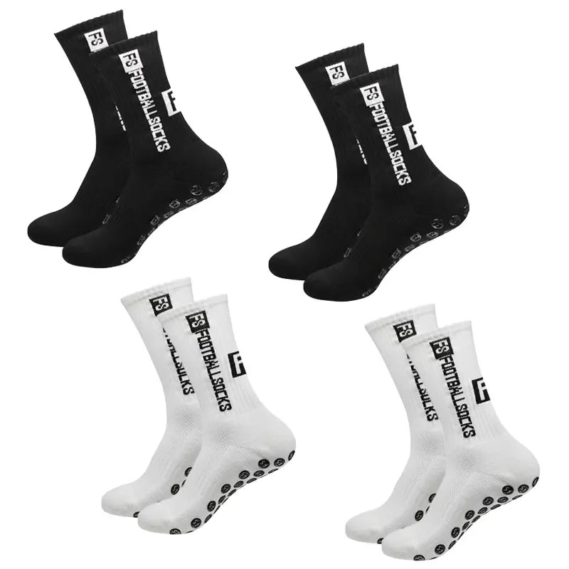 Vivolux | 4 Paar Fußballsocken Sport Grip Gummi rutschfeste Socken
