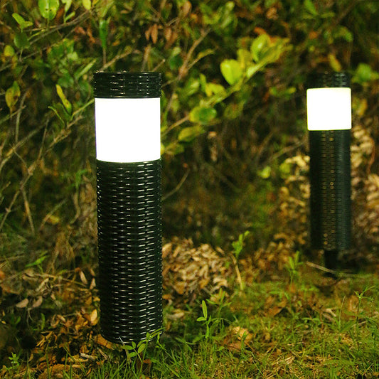 Vivolux | Outdoor Solar Rattan Zylindrisches LED Garten Rasen Boden Einbau Landschaftslicht