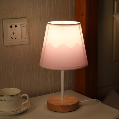 Vivolux | Nordic Vintage Stoff Cone Massivholz LED Tischlampe