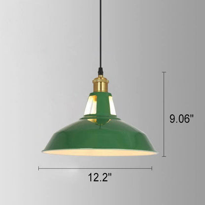 Vivolux | RetroDome Industrielle Vintage Pendelleuchte | Grünes Eisen-Kuppeldesign | Einzellicht | Rustikale Deckenbeleuchtung