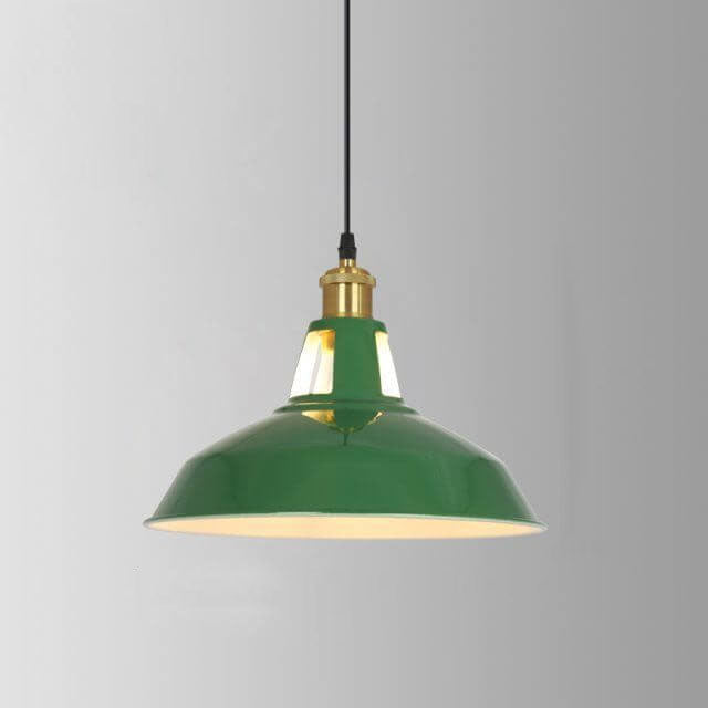 Vivolux | RetroDome Industrielle Vintage Pendelleuchte | Grünes Eisen-Kuppeldesign | Einzellicht | Rustikale Deckenbeleuchtung