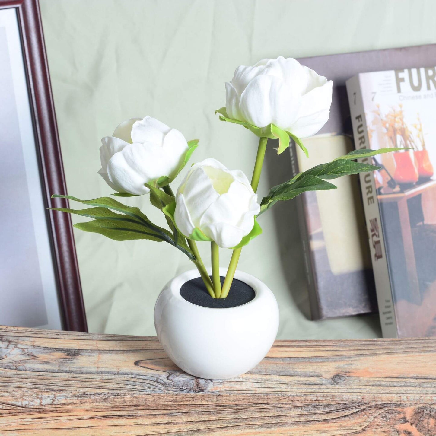 Vivolux | Moderne kreative Simulation Tulpe Pfingstrose LED Nachtlicht Tischlampe