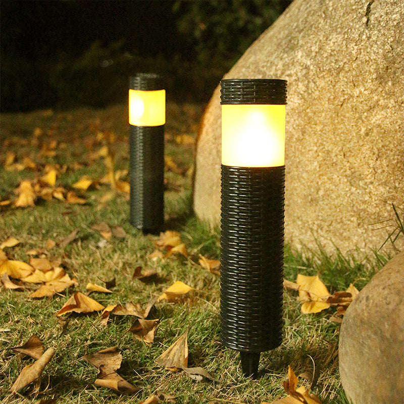 Vivolux | Outdoor Solar Rattan Zylindrisches LED Garten Rasen Boden Einbau Landschaftslicht
