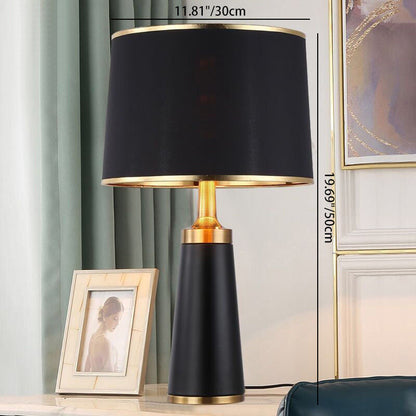 Vivolux | Moderne Übergangs-Zylinder-Eisen-Stoff 1-Lampe Tischlampe für das Wohnzimmer