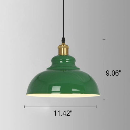 Vivolux | RetroDome Industrielle Vintage Pendelleuchte | Grünes Eisen-Kuppeldesign | Einzellicht | Rustikale Deckenbeleuchtung