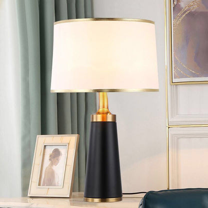 Vivolux | Moderne Übergangs-Zylinder-Eisen-Stoff 1-Lampe Tischlampe für das Wohnzimmer