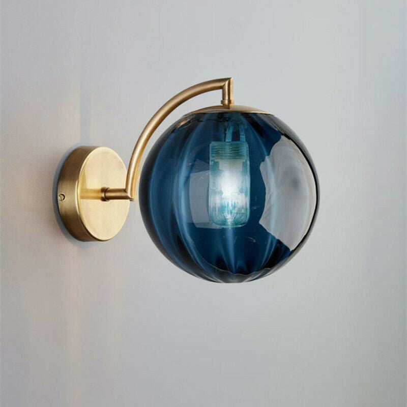 Vivolux | Zeitgenössische skandinavische runde Kugel Eisen Glas 1-Licht Wandlampe für Wohnzimmer