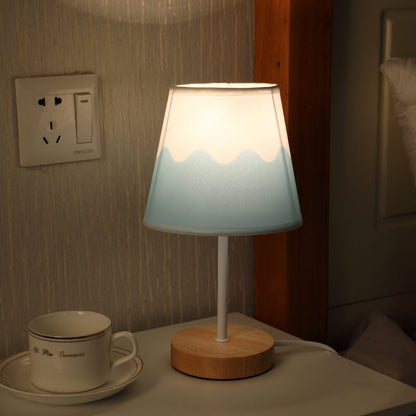 Vivolux | Nordic Vintage Stoff Cone Massivholz LED Tischlampe