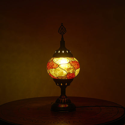 Vivolux | Traditionelle Tiffany romantische ovale Eisen emailierte 1-Licht Tischlampe für das Schlafzimmer