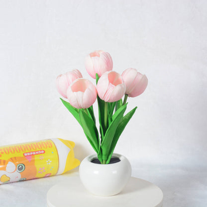 Vivolux | Moderne kreative Simulation Tulpe Pfingstrose LED Nachtlicht Tischlampe