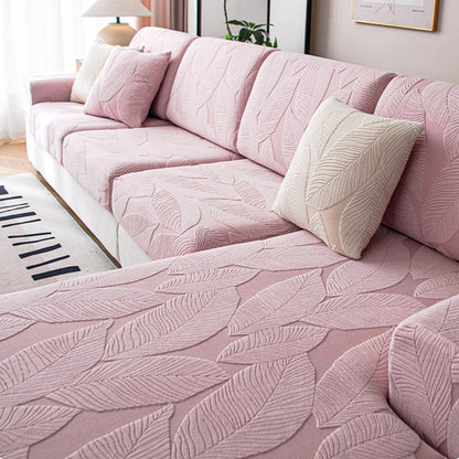 Vivolux | Modernes Blatt Jacquard Wasserdicht Anti-Kratzer Stretch Vollüberzug Sofaüberzug