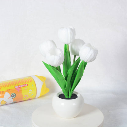 Vivolux | Moderne kreative Simulation Tulpe Pfingstrose LED Nachtlicht Tischlampe