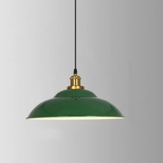 Vivolux | RetroDome Industrielle Vintage Pendelleuchte | Grünes Eisen-Kuppeldesign | Einzellicht | Rustikale Deckenbeleuchtung