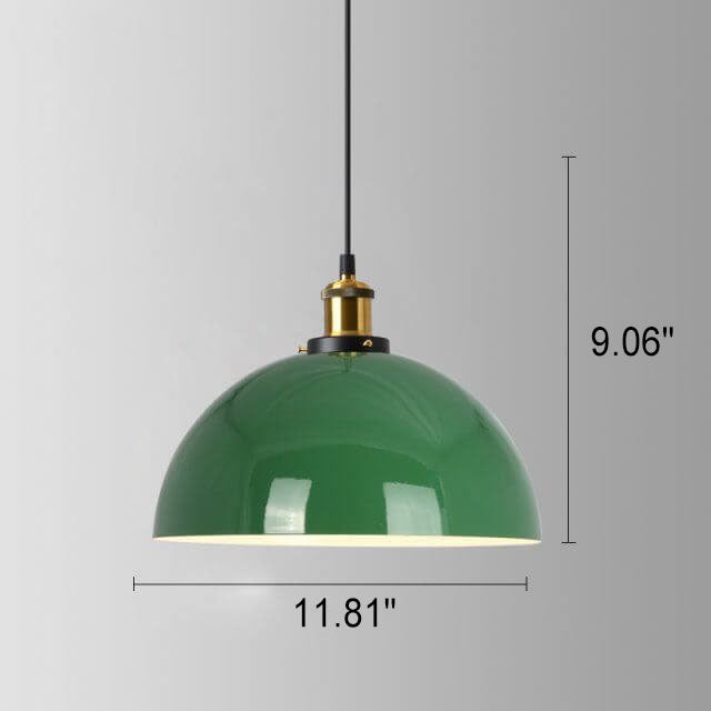 Vivolux | RetroDome Industrielle Vintage Pendelleuchte | Grünes Eisen-Kuppeldesign | Einzellicht | Rustikale Deckenbeleuchtung