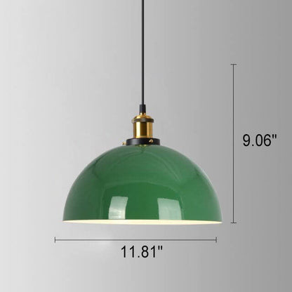 Vivolux | RetroDome Industrielle Vintage Pendelleuchte | Grünes Eisen-Kuppeldesign | Einzellicht | Rustikale Deckenbeleuchtung