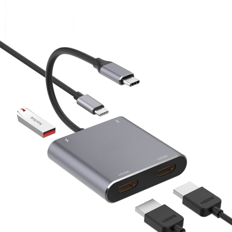 Vivolux | 4 in 1 Type-C zu Dual HDMI + USB + Type-C HUB Adapter