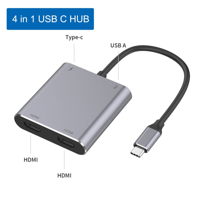 Vivolux | 4 in 1 Type-C zu Dual HDMI + USB + Type-C HUB Adapter
