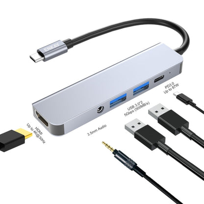 Vivolux | ENKAY Hat-Prince 5 in 1 Type-C Hub 4K HDMI Konverter Dockingstation 3.5mm Audio Jack Adapter