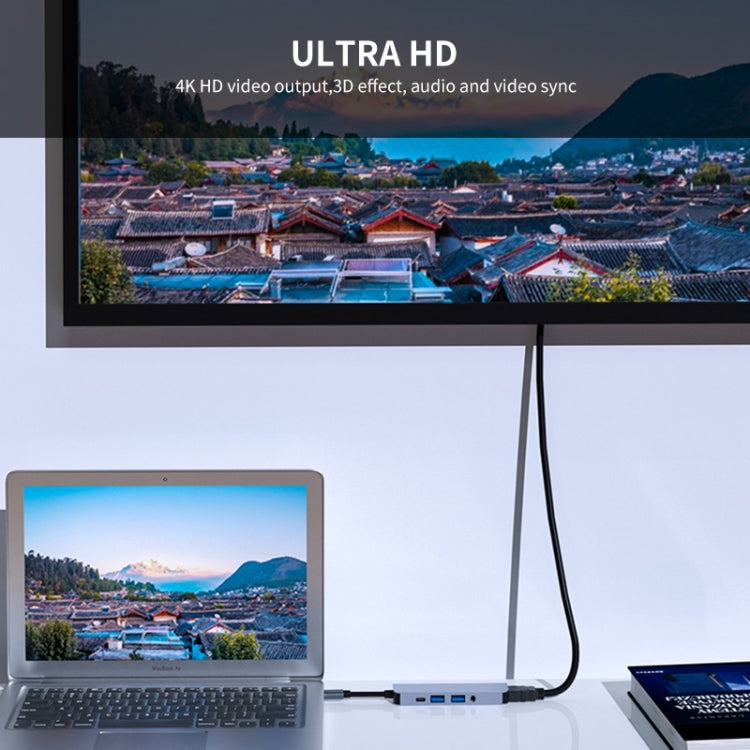 Vivolux | ENKAY Hat-Prince 5 in 1 Type-C Hub 4K HDMI Konverter Dockingstation 3.5mm Audio Jack Adapter