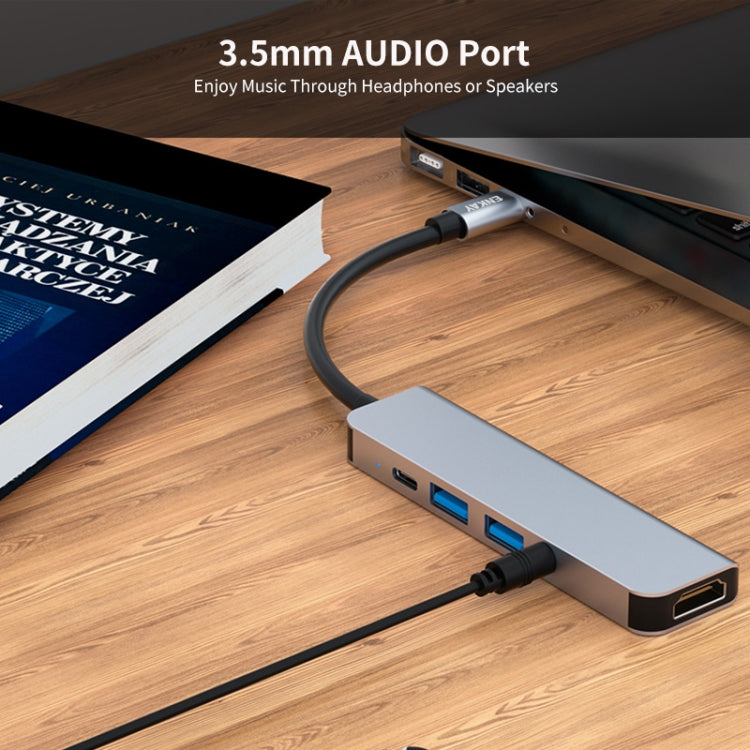 Vivolux | ENKAY Hat-Prince 5 in 1 Type-C Hub 4K HDMI Konverter Dockingstation 3.5mm Audio Jack Adapter