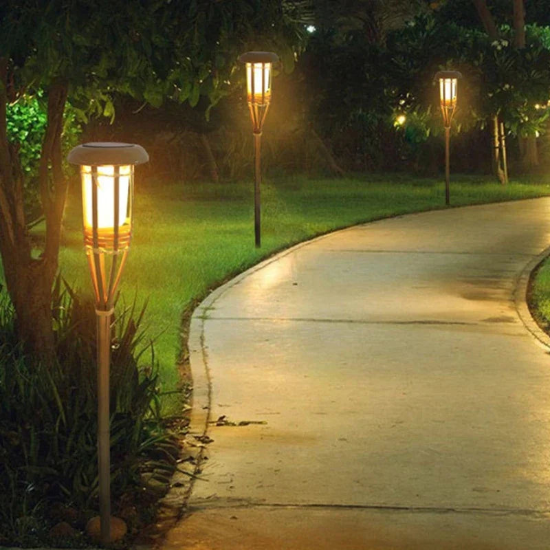Vivolux | Solar-Fackel 5er-Set | Flammenoptik LED Gartenleuchten | Solarbetrieben | Dekoratives Licht für Außen