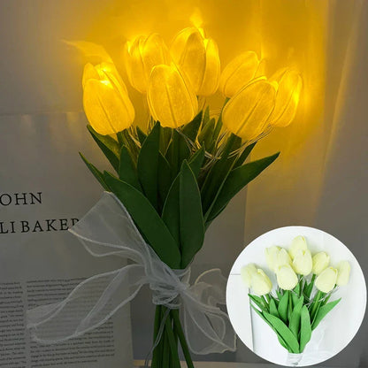 Vivolux | LED-Lampe mit künstlichem Tulpenblumenstrauß perfekt für Geschenke oder als Hochzeitsfeier-Hausdekorationen