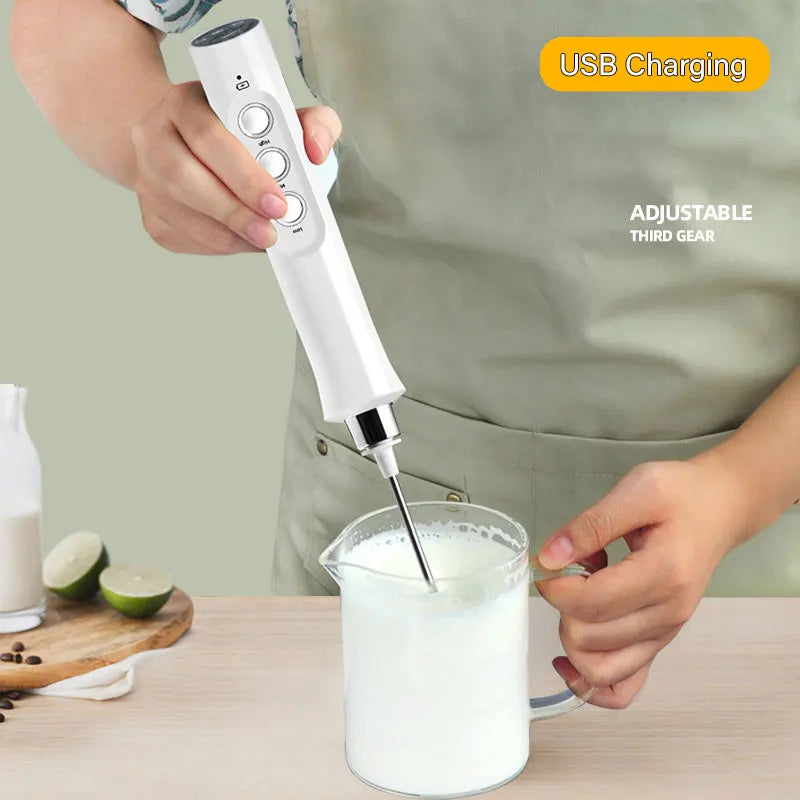 Vivolux | 3 In 1 Elektrischer Milchaufschäumer Wiederaufladbarer Milchschaumhersteller Handheld Aufschäumer Hohe Geschwindigkeiten Milchaufschäumer Getränkemischer Kaffee
