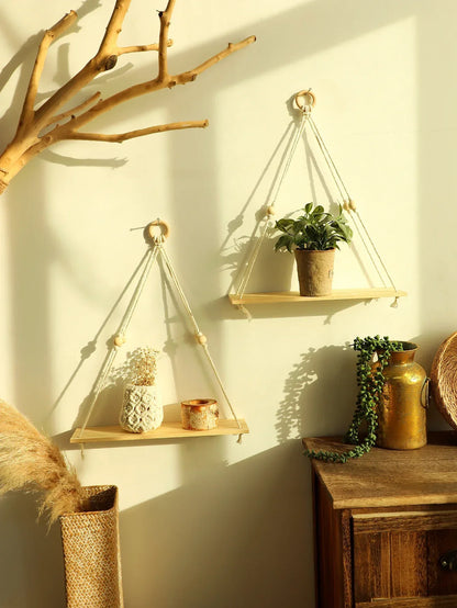 Vivolux | Wandregal – Holz – Hängeregale – Boho-Heimdekoration – Raumdekoration
