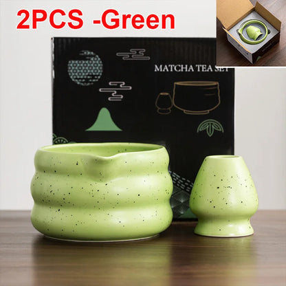 Variant image for Traditionelle Japanische Matcha-Schüssel mit Ausguss und Whiskhalter – Keramik Teezeremonie Set in Elegantem Farbverlauf-6