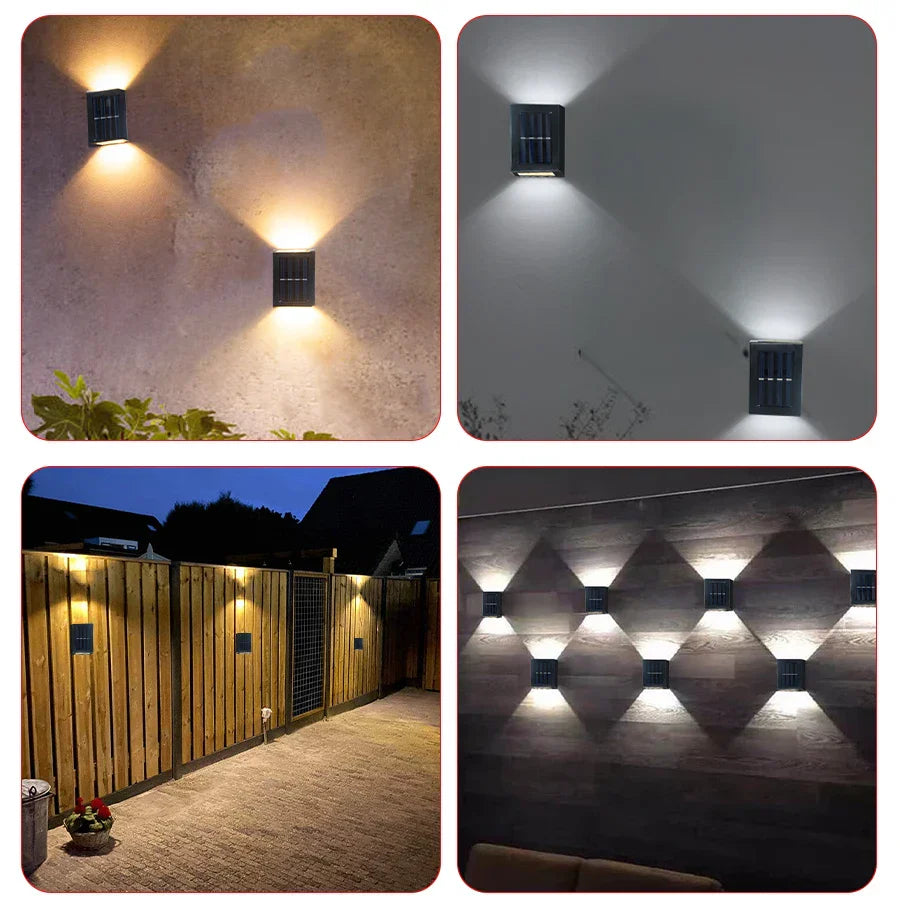 Vivolux | Wasserdichte LED-Solar-Wandlampe: Auf- und Abstrahlung für Balkon, Garten, Straße und Landschaft