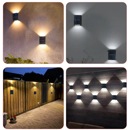 Vivolux | Wasserdichte LED-Solar-Wandlampe: Auf- und Abstrahlung für Balkon, Garten, Straße und Landschaft