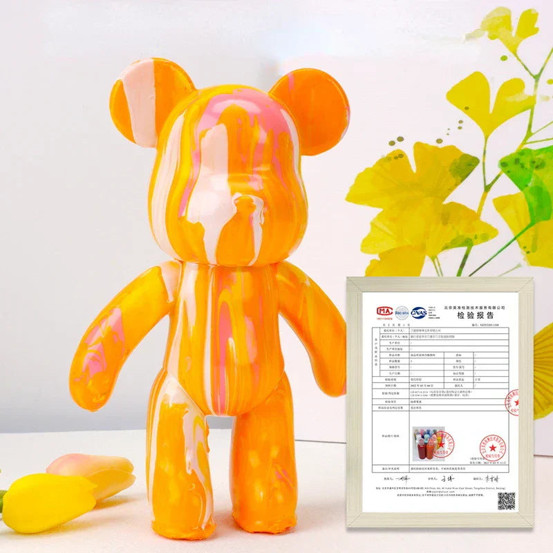 Vivolux | Graffiti Painted Fluid Violent Bear White Body Ornaments DIY Handmade Personalized Model Home Desktop Decoration Accessories New