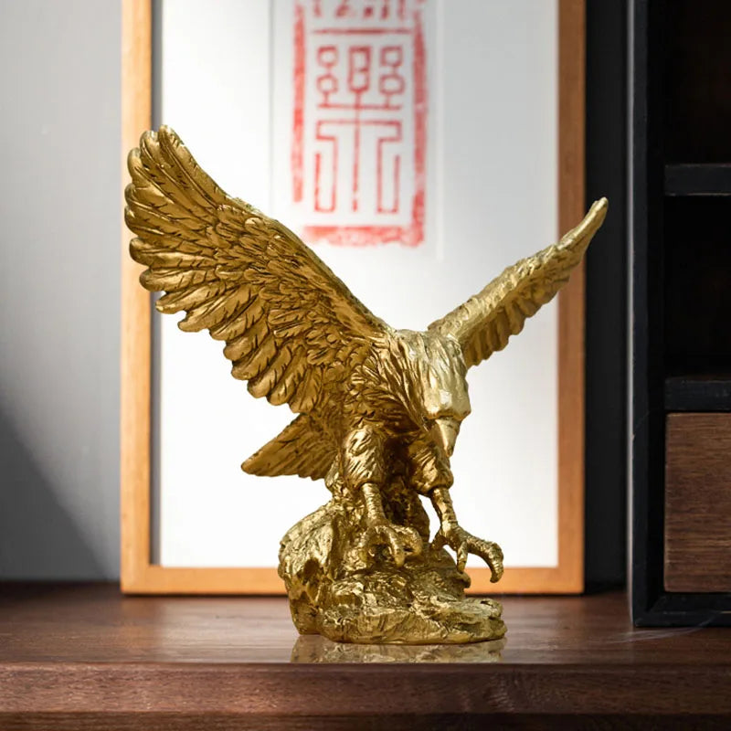 Vivolux | Resin Goldener Adler Statue Kunst Tier Modell Sammlung Ornament Zuhause Büro Schreibtisch Feng Shui Dekor Figuren einfach
