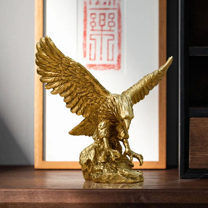 Vivolux | Resin Goldener Adler Statue Kunst Tier Modell Sammlung Ornament Zuhause Büro Schreibtisch Feng Shui Dekor Figuren einfach
